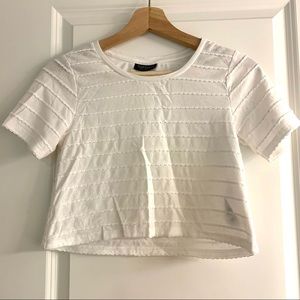 Topshop White Short Sleeve Crop Top